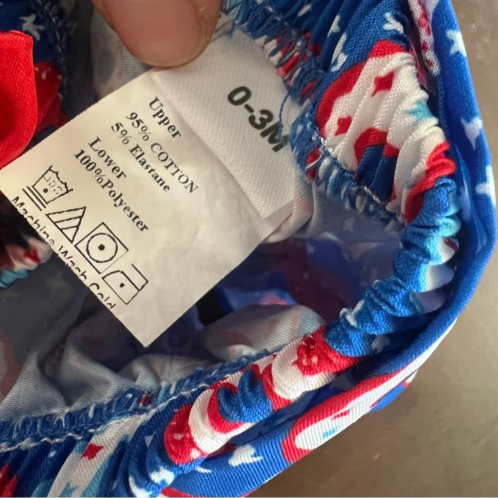 Red and Blue Diaper Cover with Bow